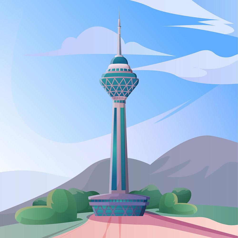 وکتور برج میلاد تهران - طرح گرافیکی مدرن